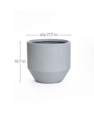Minimalistic Modern Gray 15.7-Inch Tall Round Tapered MgO Planter