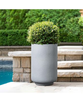 Minimalistic Modern Gray 19.3-Inch Tall Round MgO Planter