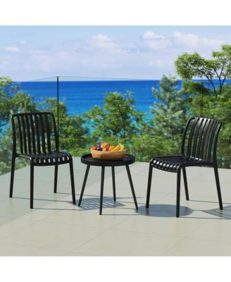 3-Piece Outdoor Patio Bistro Balcony Furniture Set With Stackable Chairs