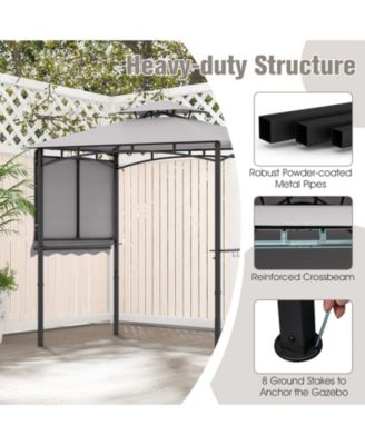 10.5 x 5 FT Grill Gazebo with Side Awning and Double-Tiered Top