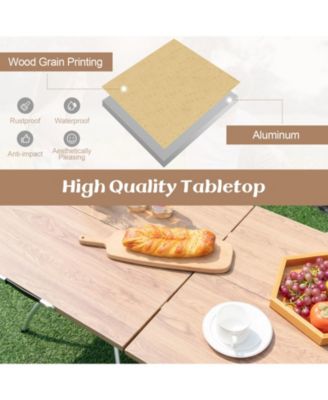 2 Pack Folding Camping Table with Wood-grain Tabletop for Hiking Party