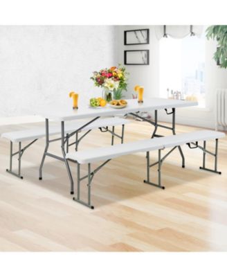 6 ft Portable Folding Table 350 LBS Fold-in-Half Table with HDPE Tabletop