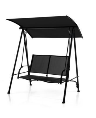 2-Seat Outdoor Canopy Swing with Comfortable Fabric Seat and Heavy-duty Metal Frame