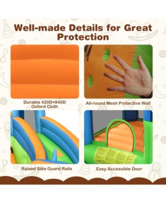 7-in-1 Inflatable Giant Water Park Bouncer with Dual Climbing Walls and 735W Blower