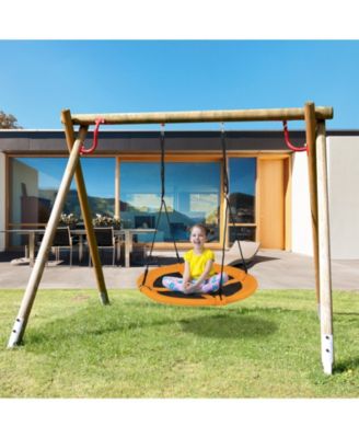 40 Inches Saucer Tree Swing Round with Adjustable Ropes and Carabiners
