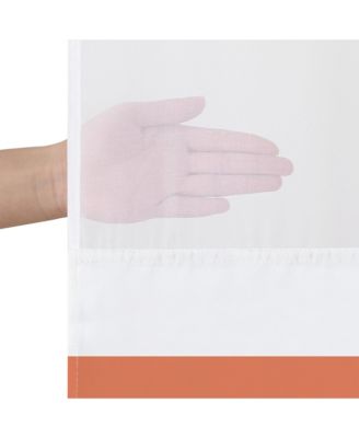 72x75 Hookless Shower Curtain - Abstract Pink Green Orange Shower Curtain with Sheer Panel, Snap-In Liner, and Grommets - 100% Polyester