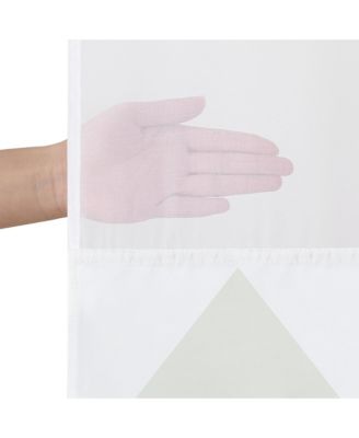 72x75 Hookless Shower Curtain - Abstract Orange Green Shower Curtain with Sheer Panel, Snap-In Liner, and Grommets - 100% Polyester