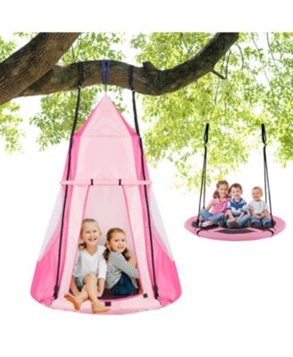 2-in-1 40 Inch Kids Hanging Chair Detachable Swing Tent