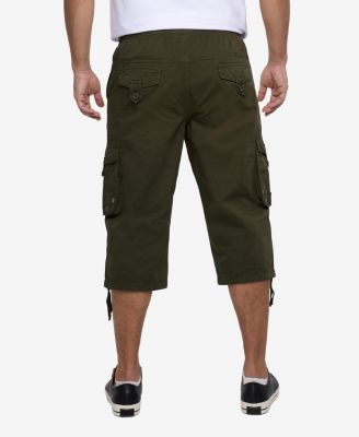 Men's 18" Elastic Waist Capri Long Cargo Shorts
