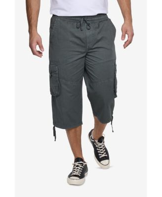 Men's 18" Elastic Waist Capri Long Cargo Shorts