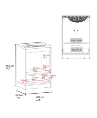Sinclair Freestanding Bathroom Vanity with Sink, Two Doors and Bottom Drawer, Wengue