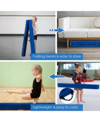 Folding Balance Beam with Solid Wood Base and Anti-slip Bottom