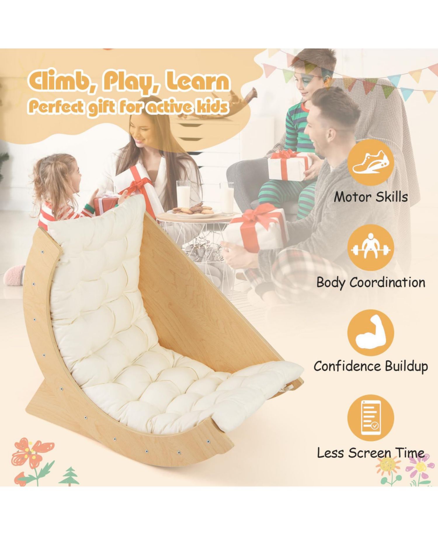 Montessori 6-in-1 Climbing Arch Climber with Cushion