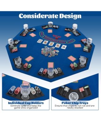 48 Inch 8-Player Foldable Poker Table Top with Carrying Bag and Cup Holders