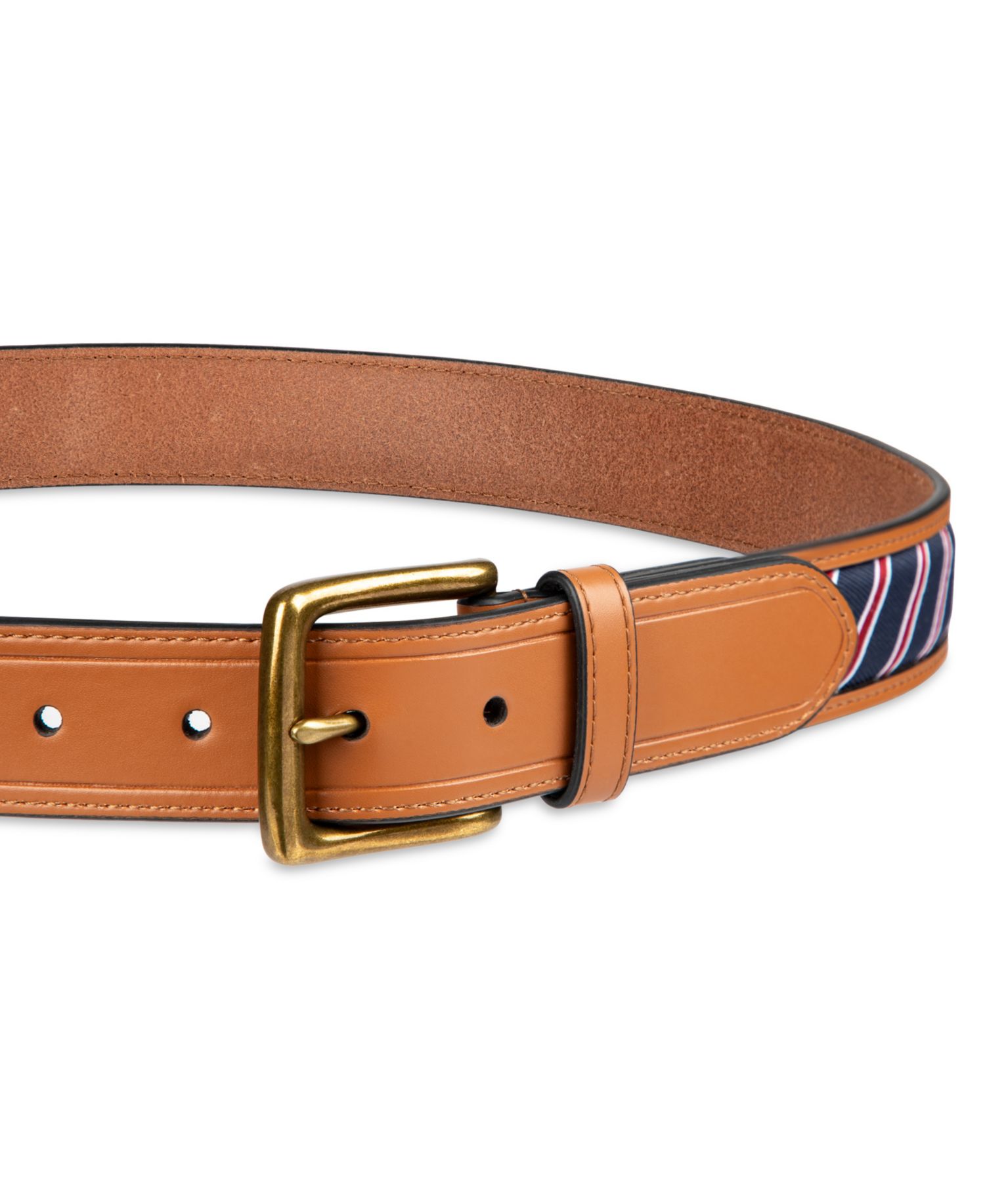 35MM Men's Prep Striped Ribbon Inlay Casual Belt