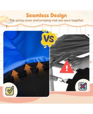 64 Inch Kids Trampoline with Detachable Canopy and Safety Enclosure Net