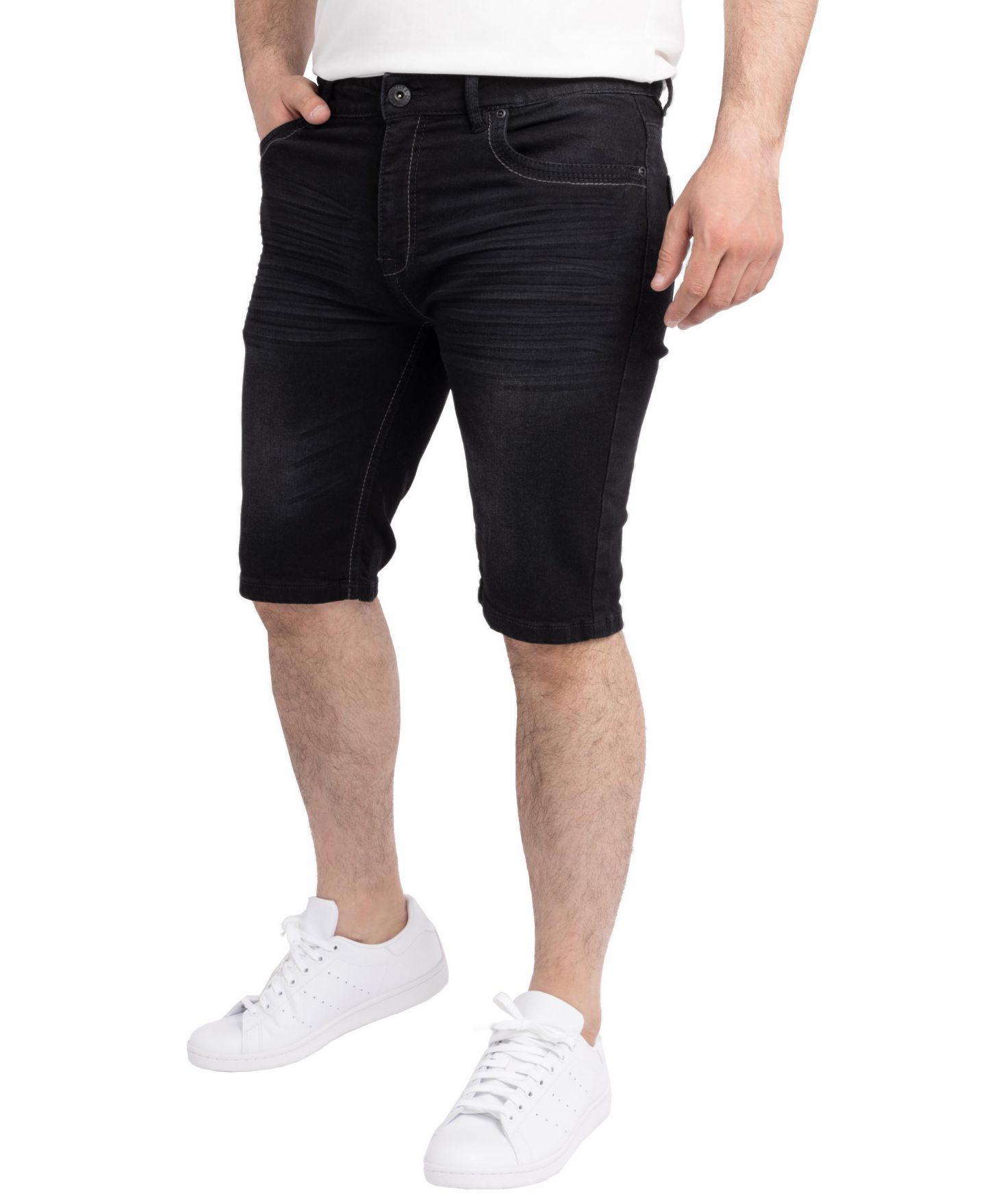 Мужские шорты CULTURA Saddle Stitch Denim Shorts, цвет: Чёрный варёный — фото 3