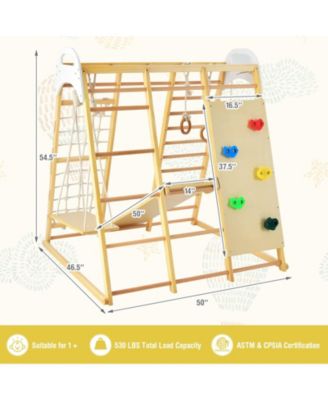 8-in-1 Wooden Jungle Gym Playset with Slide and Monkey Bars