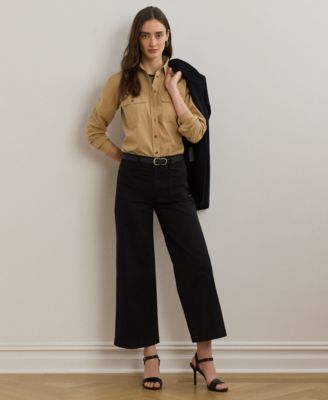 Petite Stretch Chino Wide-Leg Cropped Pants