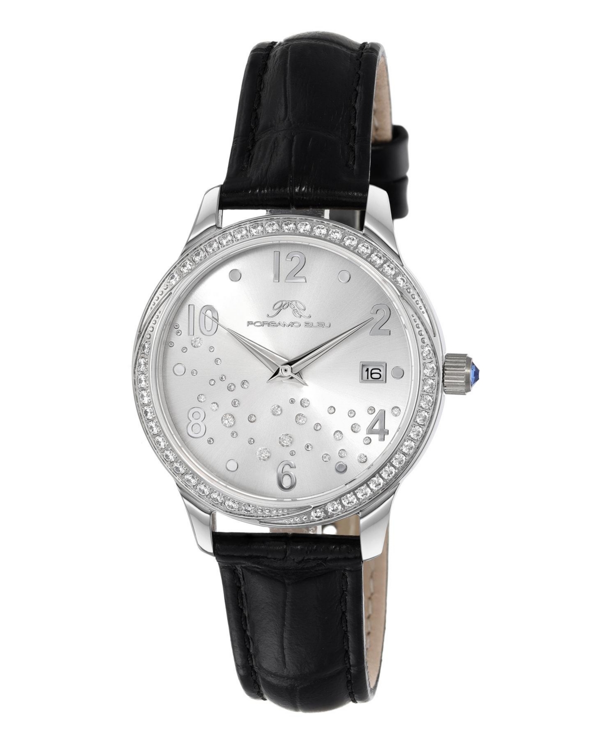 Women's Ruby Stainless Steel Bracelet Watch 1141ARUL - Silver tone and black