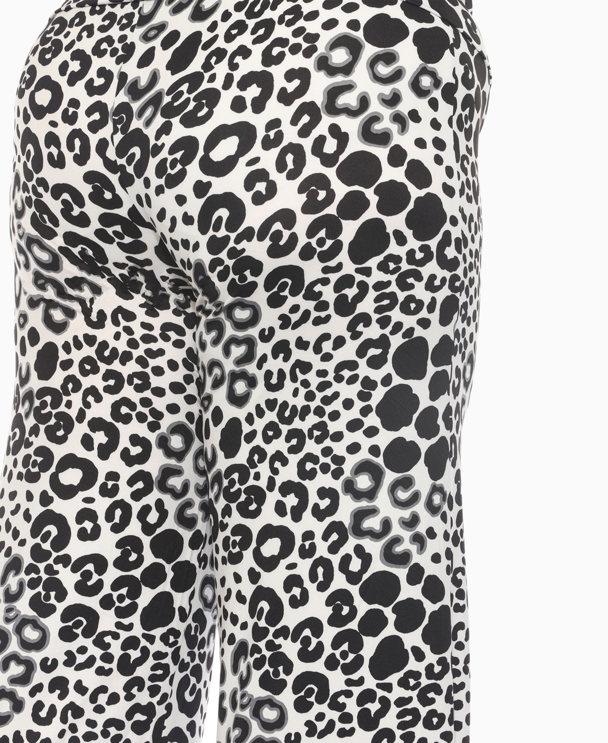 White Mark Plus Size Big Leopard Print Wide Leg Pants In Black