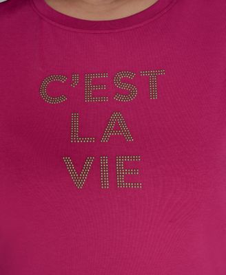 Plus Size C'est La Vie Extended-Shoulder Top