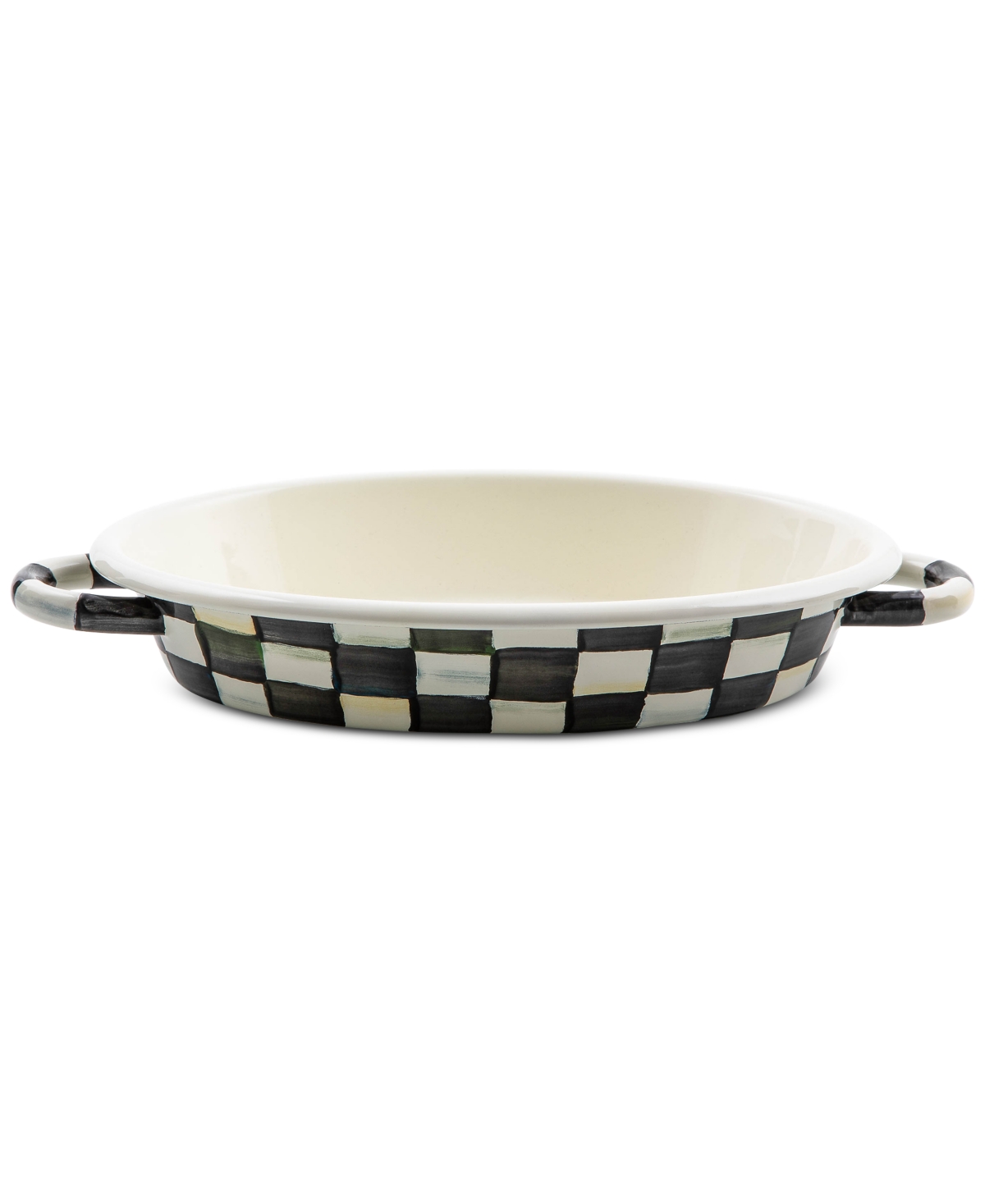 Mackenzie-childs Courtly Check Medium Oval Gratin Dish In Black