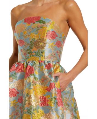 【Mac Duggal】ストラップレスフローラルブロケードミディドレス Mac Duggal Strapless Brocade Midi Dress | Anthropologie