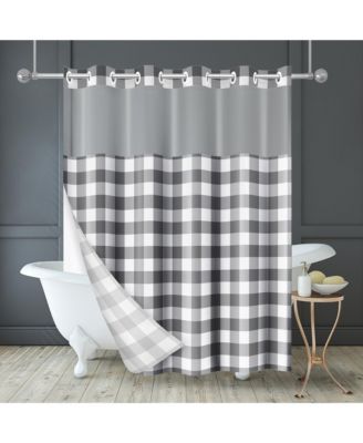 Hookless Sheer Panel Shower Curtain with Snap-In Liner and Grommets, 72" x 75"