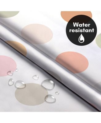 Hookless Polka Dot Shower Curtain with Sheer Panel, Snap-In Liner & Grommets, 72" x 75"