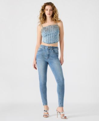 Women's Eras Embellished Cotton Denim Crop Top