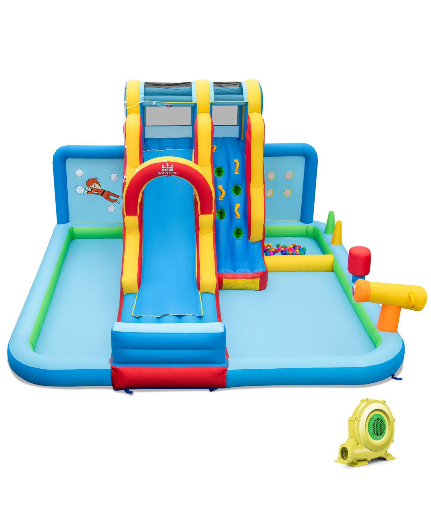 Детская игрушка Mecale Inflatable Water Park with Long Slide and Splash Pools, 163"L x 157"W x 91"H, Ages 3-10, цвет: Синий — фото 8