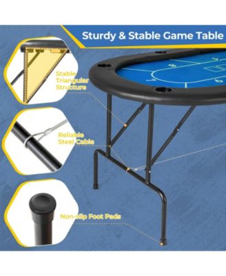 72 x 36 x 30.5 Inch Foldable Poker Table with 8 Cup Holders