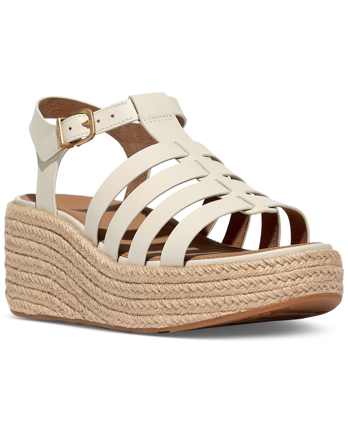 Women's Platform Espadrille Leather Wedge Sandals - Deep Tan