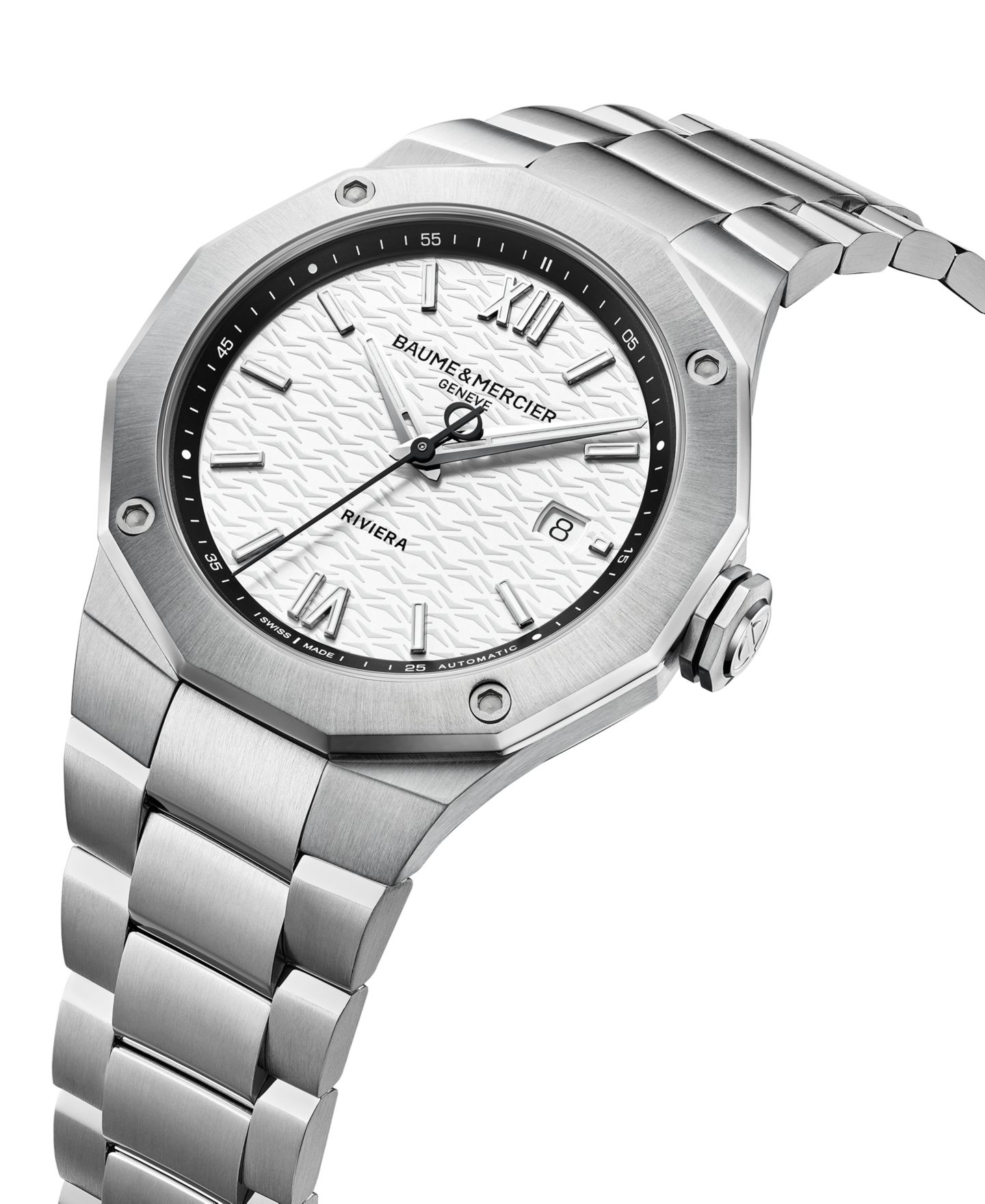 Мужские часы Baume & Mercier Swiss Automatic Riviera Stainless Steel Bracelet Watch 42mm — фото 2