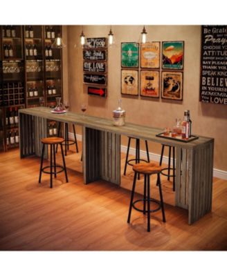 Bar Table, 63-Inch Counter Height Pub Table, Industrial Bar Height Table, Rectangular High Top Kitchen & Dining Counter Tables with Louvered Base for Narrow Space