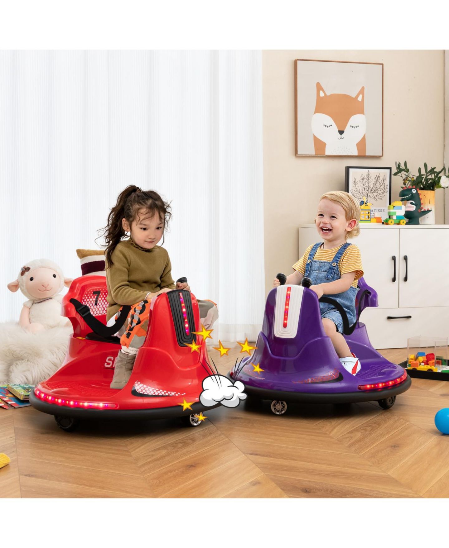 Детская игрушка Mecale 12V Remote Control Bumper Car, 66 lbs Capacity, Ages 3-7 Years, цвет: Фиолетовый — фото 9
