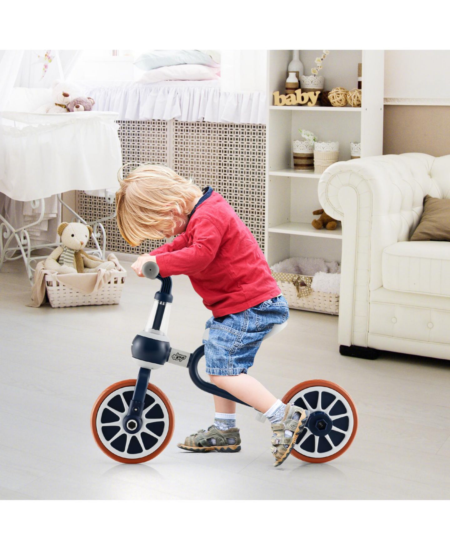Детская игрушка Mecale 4-in-1 Kids Trike Bike, 28.5"L x 14.5"W, with Adjustable Parent Push Handle, Ages 2-4, цвет: Синий — фото 2