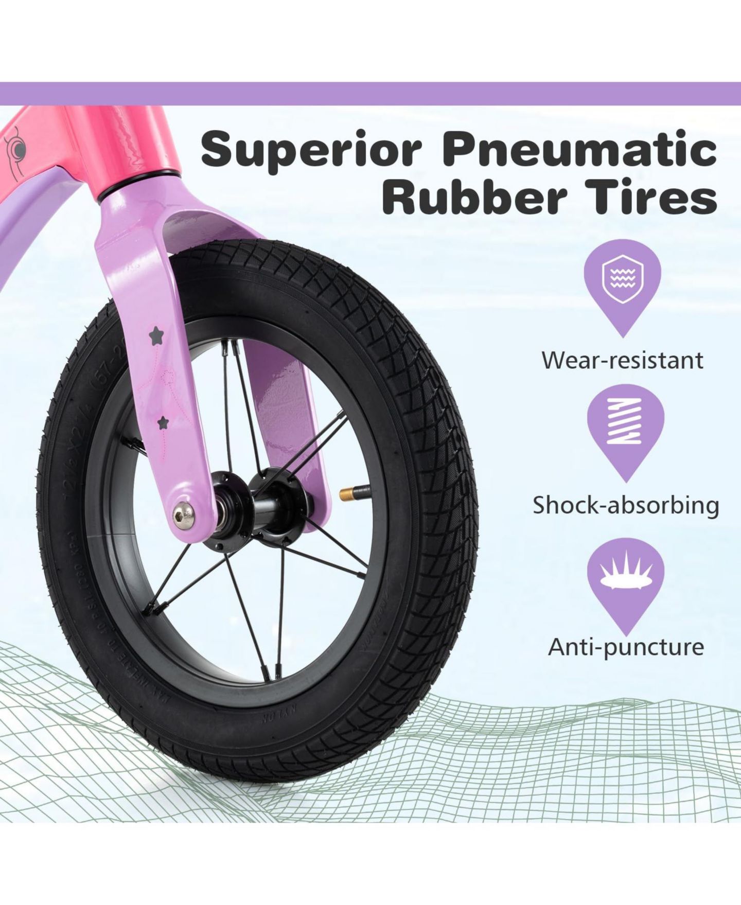 Детская игрушка Mecale 12-Inch Adjustable-Seat Rotatable-Handlebar Balance Bike, Ages 3+, цвет: Розовый — фото 5