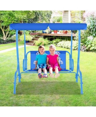 Outdoor Kids Patio Swing Bench with Canopy 2 Seats