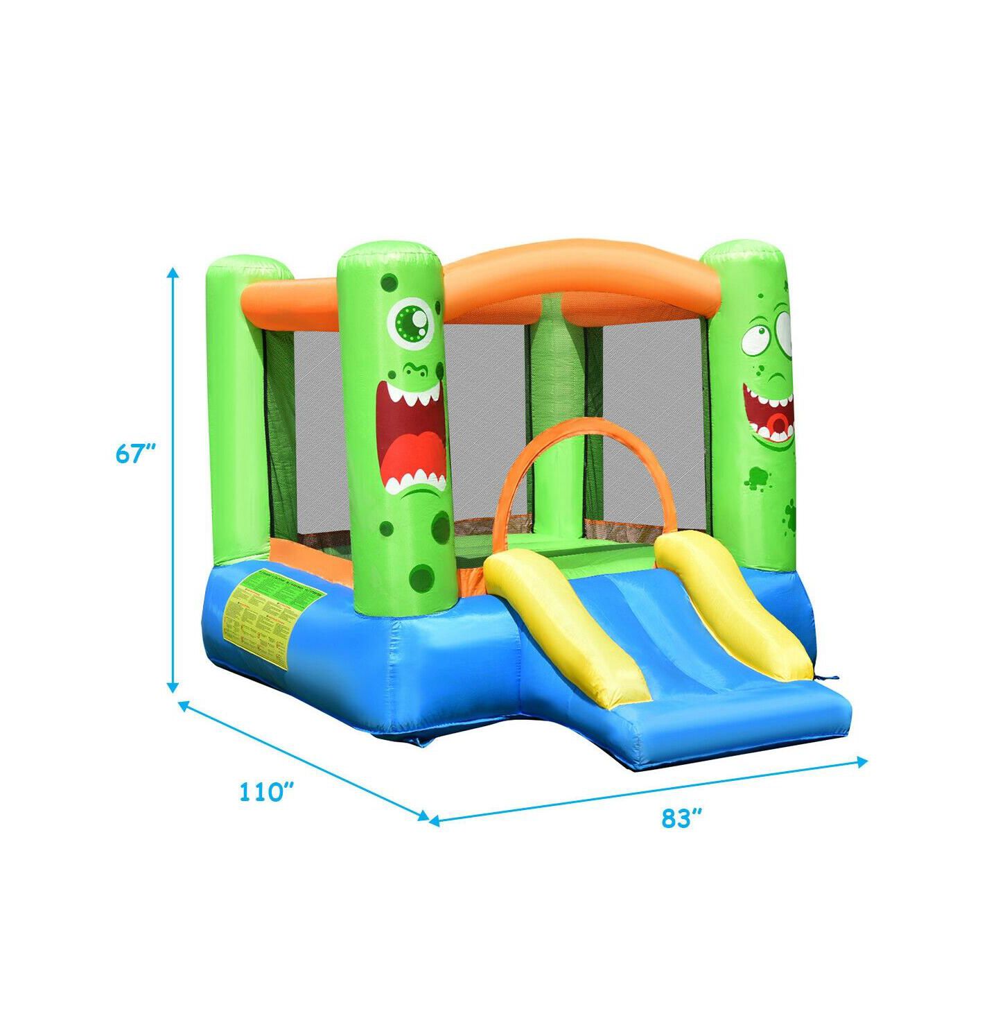 Детская игрушка Mecale Inflatable Bounce House with Slide, 110"L x 83"W x 67"H, Ages 3-10, цвет: Зелёный — фото 3