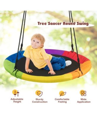 40-Inch Flying Saucer Tree Swing Outdoor Play Set with Adjustable Ropes Gift for Kids