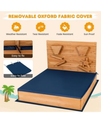 Kids Wooden Square Sandbox with Cover