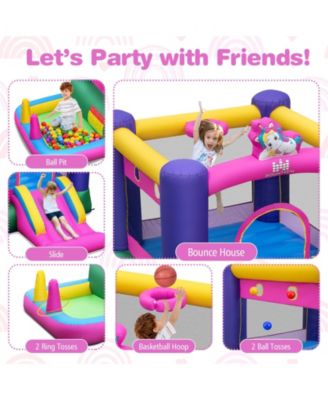 6-in-1 Bouncy Castle Inflatable Bounce House with Slide and Ball Pit with 480W Blower