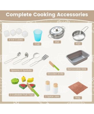 Wooden Pretend Play Kitchen Set for Toddlers