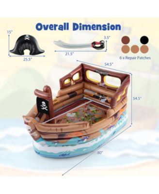 Inflatable Pirate Ship Playhouse with Built-in Motor and Inflatable Toy Sword