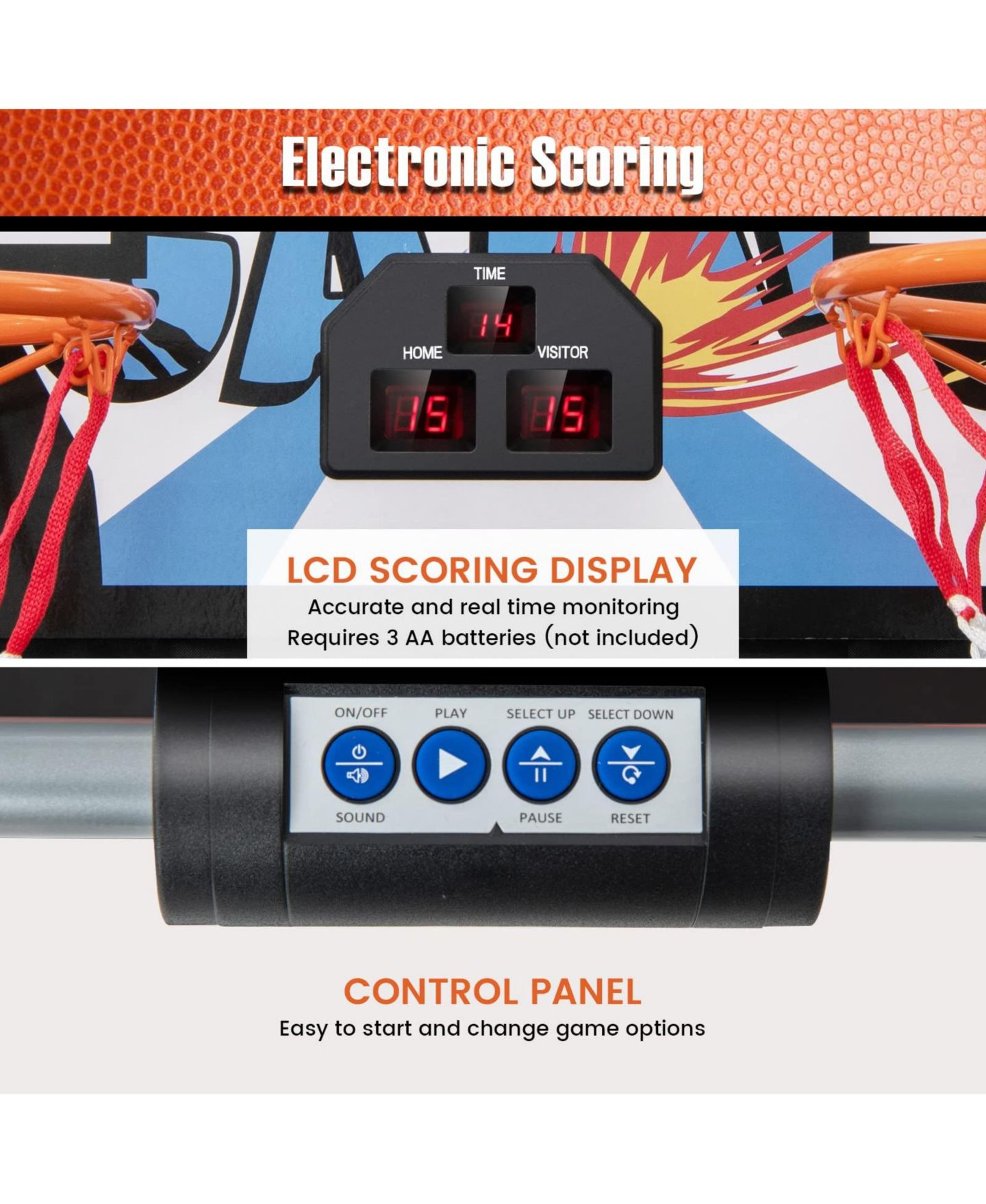 Детская игрушка Mecale Indoor Double Electronic Basketball Game with 4 Balls, цвет: Чёрный — фото 8