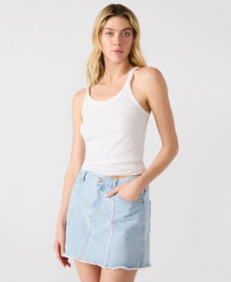Steve Madden - Women's Cheri Frayed-Edge Denim Skirt