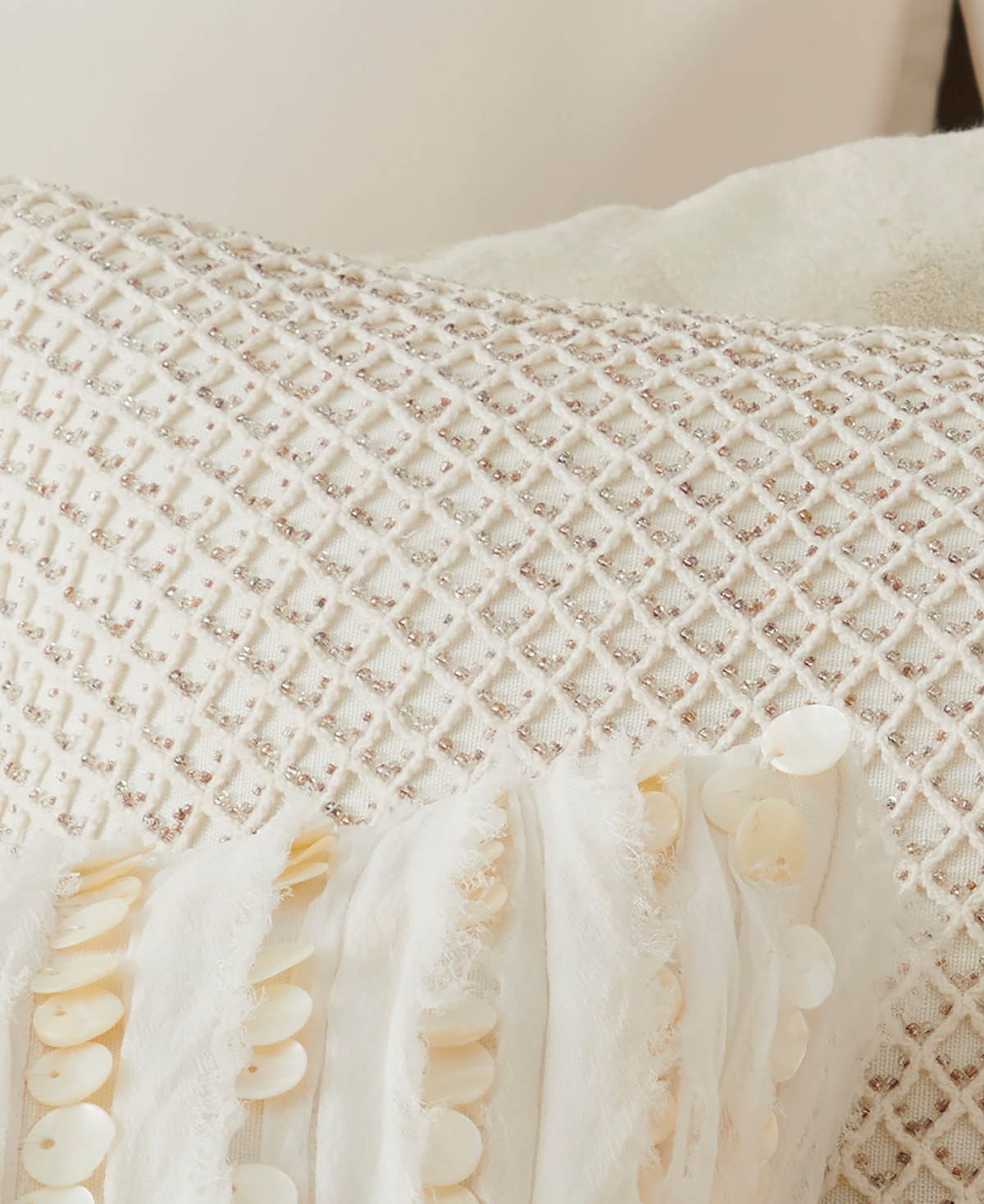 Donna Karan Home Beaded Netting Decorative Pillow, 18" X 18"