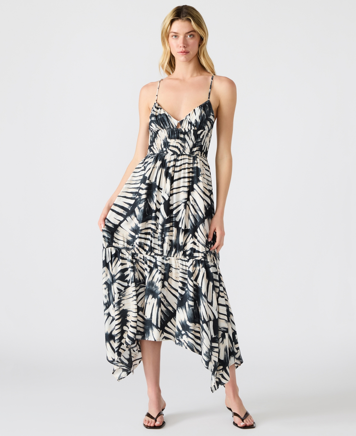 Steve Madden Jackie Printed Asymmetric Midi Dress In Multi